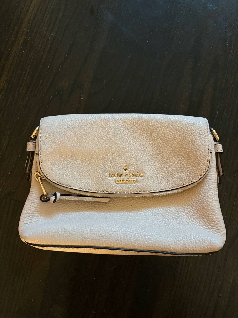 kate spade Pebbled Leather Crossbody in Light Beige